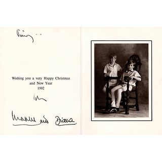 Princess Diana and King Charles III Signed Christmas Card (1992) to Sir Jimmy Savile