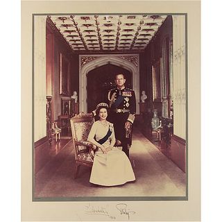 Queen Elizabeth II and Prince Philip Signed Oversized Photograph (1984)
