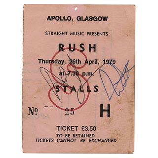 Rush: Lifeson and Peart Signed Ticket Stub
