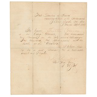 George A. Custer Document Signed for Indian Warrior