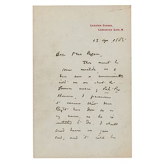 James M. Barrie Autograph Letter Signed on Peter Pan