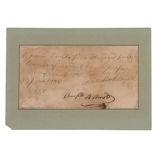 Benedict Arnold Document Signed (1775)