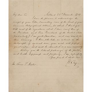 Henry Clay Autograph Letter Signed Authenticating Presidential Autographs