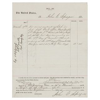 Philip H. Sheridan Civil War-Dated Document Signed
