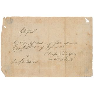 Moses Mendelssohn Autograph Letter Signed (1781)
