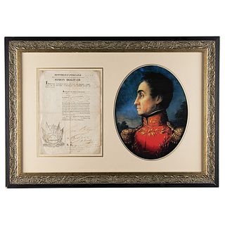 Simon Bolivar Document Signed as President of Peru (1825)