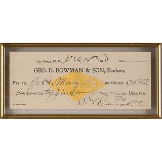 Pat Garrett Signed Check (1900)