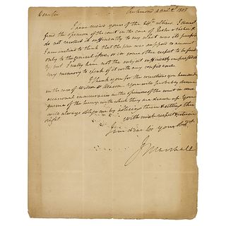 John Marshall Autograph Letter Signed on Supreme Court Opinion