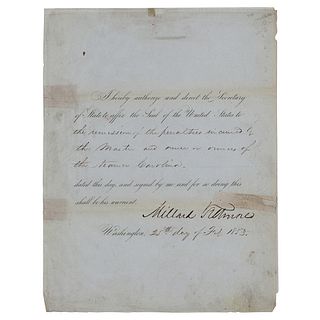 Millard Fillmore Document Signed as President (1853)