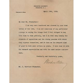 Woodrow Wilson Typed Letter Signed (1910)