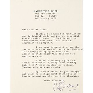 Laurence Olivier Collection of (14) Typed Letters Signed