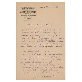 Jean Becquerel Autograph Letter Signed