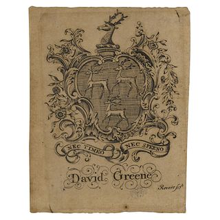 Paul Revere Engraved Bookplate for David Greene