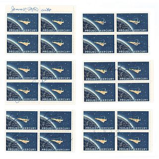 Gemini Astronauts (6) Signed Stamp Blocks