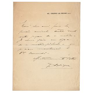 Rene Lalique Autograph Letter Signed on Jewelry