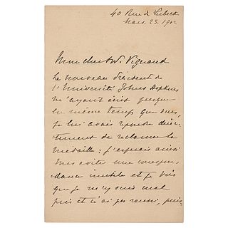 Pierre de Coubertin Autograph Letter Signed