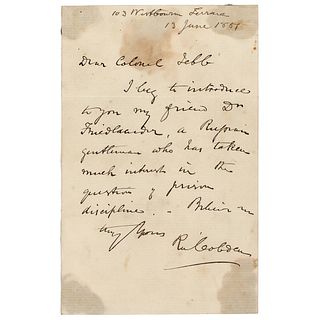 Richard Cobden Autograph Letter Signed