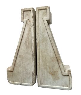 Pair 19th C Marble Architectural Corbels / Shelves