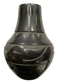 CHRISTINA NARANJO Santa Clara Blackware Pottery Vase