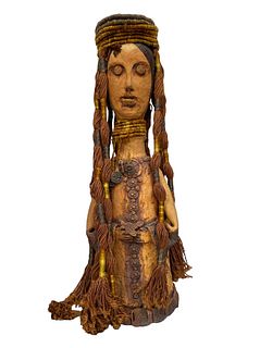 Native Folk Art Terracotta Sculpture of Woman 