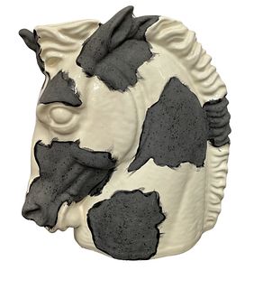 White Glaze Ceramic Horse Head Vase 