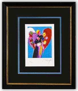 Peter Max- Original Lithograph "Blue Angel with Heart"
