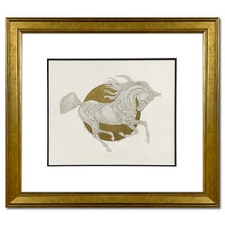 Guillaume Azoulay, "Etude KLKL" Framed Original Drawing with Gold Leaf, Hand Signed with Letter of Authenticity.