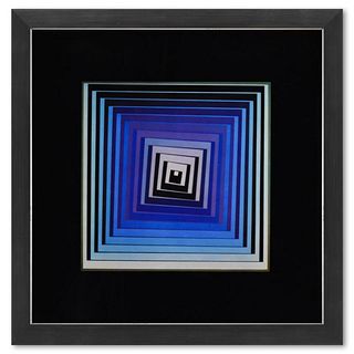 Victor Vasarely (1908-1997), "Vonal - Lila de la serie Vonal" Framed 1971 Heliogravure Print with Letter of Authenticity