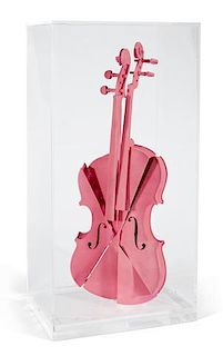 Arman "Hommage a Yves Klein" Pink Violin Sculpture