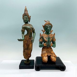 Pair of Thai Bronze Gilt Sculptures