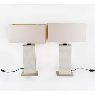 Pair of Versace White Table Lamps