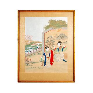 Embellished Japanese Painting on Paper