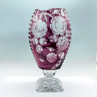 Vintage Purple Cut to Clear Glass Vase
