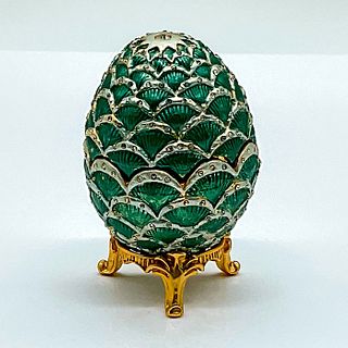 2pc Faberge Egg Style Jeweled Box with Gilded Base