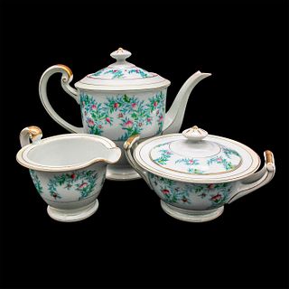 3pc Highmount Porcelain Lidded Teapot, Creamer & Sugar Bowl
