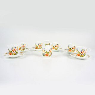 13pc Aynsley Bone China Demitasse Cups with Saucers + Vase