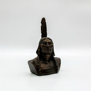 Vintage Bronze Miniature Bust, National Shawmut Bank Chief