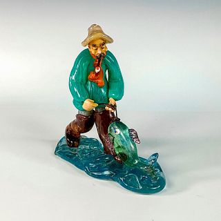 Vintage Czech Glass Fisherman Figurine