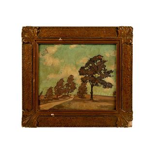 Antique 1918 Oil Painting on Board, Landscape