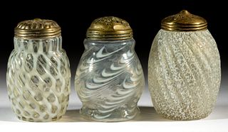 ASSORTED VICTORIAN GLASS SUGAR SHAKERS, LOT OF THREE