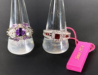 2 STERLING COCKTAIL RINGS
