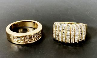 TWO GOLD & DIAMOND RINGS