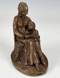 MOTHER & CHILD STATUE SIGNED IN CASTING
