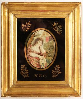 English Regency Embroidered Miniature Portrait