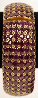 18K Gold Ruby Cuff Bracelet