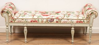 Regency Style White Painted Bench