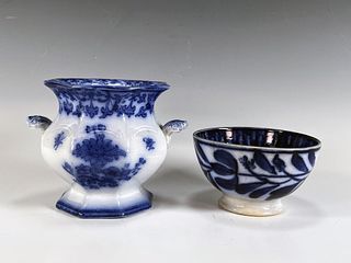 TWO PIECES BLUE & WHITE POTTERY