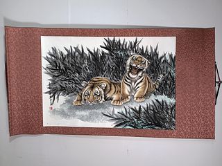 SCROLL OF TWO TIGER CUBS