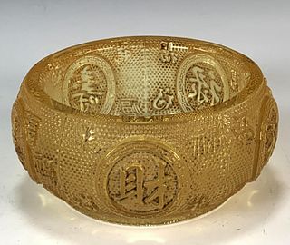 GLASS BOWL WITH CHARACTERS 