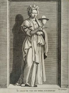 D. KRÜGER (*1575) after SARTO (*1483), Faith, allegory of virtue,  1617, Copper engraving